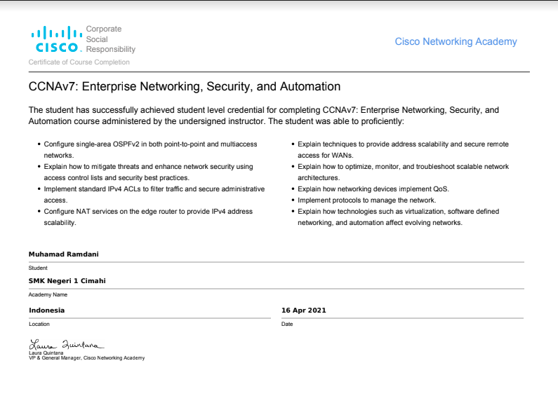 CCNAv7 Enterprise Networking, Security, and Automation